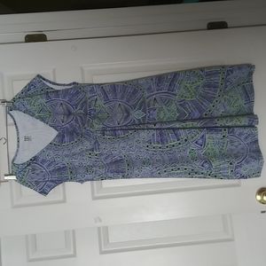 Misses dress. Size large. Title Nine brand. Abstract design of blues,green/white